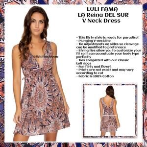 LULI FAMA LA Reina DEL SUR V Neck Short Dress $140.00